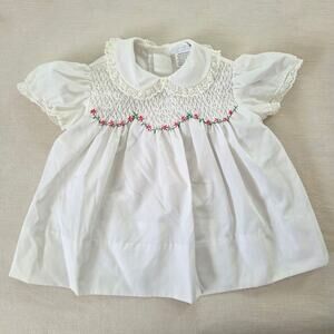 Vintage Smocked Floral Embroidered Dress 6 months